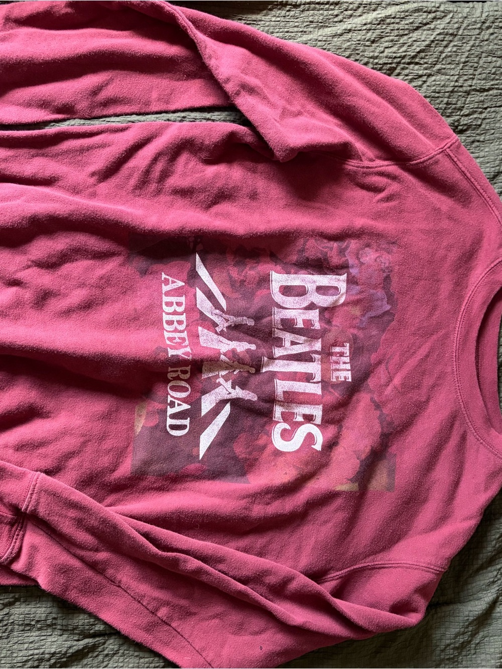 The Beatles Pink Crewneck Sweatshirt with White Logo